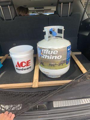 Free 2 gallon bucket and a propane exchange.