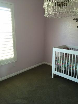 Baby's Nursery.. looks amazing and ready for her arrival any day now.. he leaves the carpets lined in such a neat form