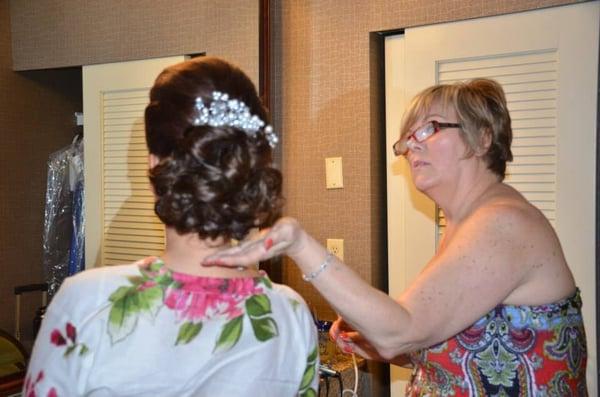 Getting the bride ready