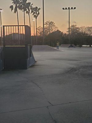 Sunset at the skate park.