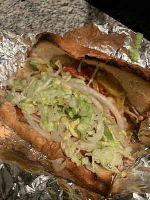 veggie hoagie on toasted Breadworks bread. pretty great! bread was nice and toasted. loaded with tons of veggies & Italian dressing