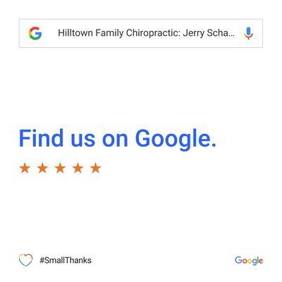 Find Us - On Google - Small Thanks Hilltown Family Chiropractic: Jerry Schaeffer, DC (215) 822-9111