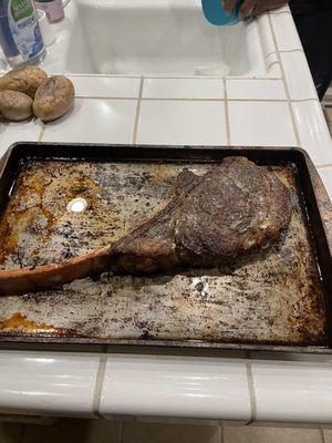 Seared tomahawk steak