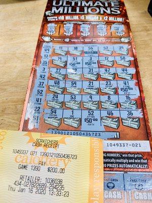 Ultimate Millions  #1390, Congrats to our Calottery Scratcher's winner! @Vinsie

5170 Atlantic Ave
Long Beach, Ca 90805