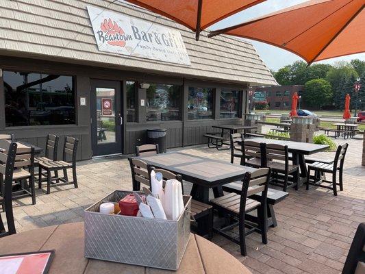 The outside patio seating area