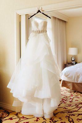 Bridal gown in hotel