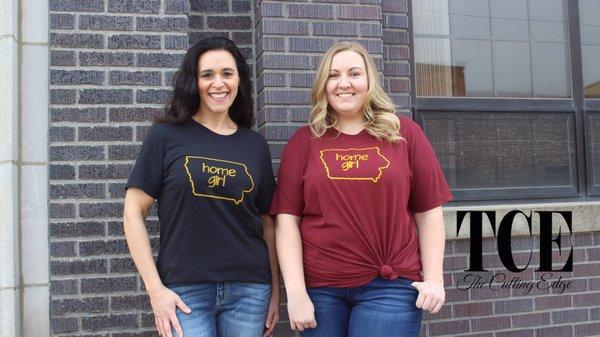 A fun variety of Iowa tees designed and printed by our in house print shop.