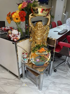 Front Desk + A Budda statue