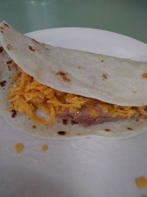 Bean and cheese taco was yummy. Tortillas are on point and they are not stingy on the cheese lol. Great place.