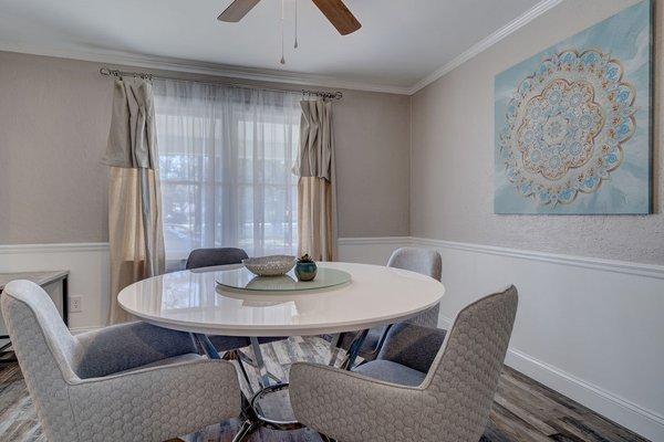 2 different dining areas are located inside, 6 dining tables located on wrap around porch