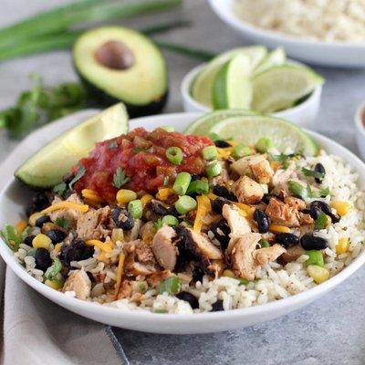 Shredded Chicken Burrito Bowls