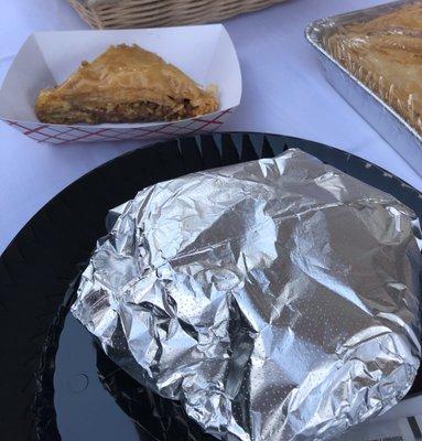 Big gyro and delicious baklava