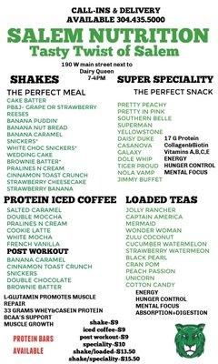 Full menu and nutritional facts