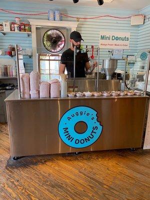 It's a small counter inside of the hot sauce store...delicious donuts!