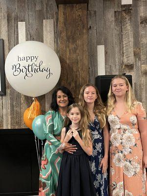 Birthday girl with her three nieces.