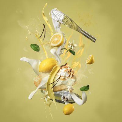 Lemon meringue pie splash by Seattle food photographer and director Steve Hansen