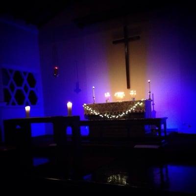 Worship space for Advent evening prayer.