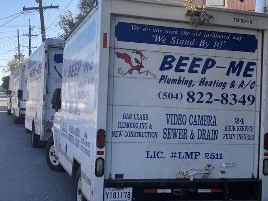 Beep Me Plumbing were all lined up after a long day of helping keep shops and homes clean and clear!