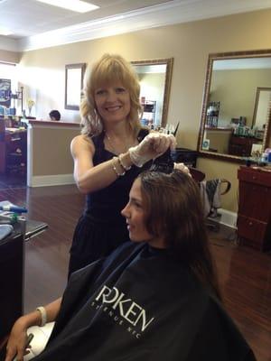 Brenda applying Redken Professional Hair Color