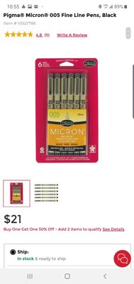 The price of the pens at Michaels.com - $21.