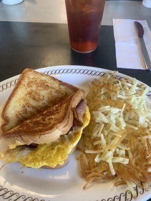 Bacon egg and cheese Texas melt (sandwich on Texas toast)