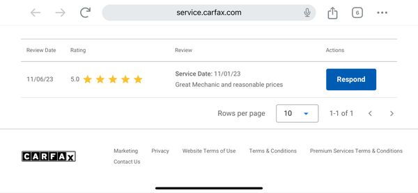 Another Great Review from our CarFax Service Platform