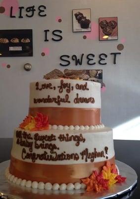 Love, joy and wonderful things baby shower cake