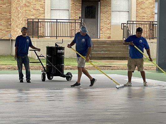 Commercial concrete coating on outdoor basketball court for Mississippi Valley State