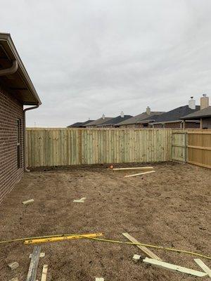 6' Pine Fence. Sherman, TX. Tie in for a customers new home to their neighbors existing fence