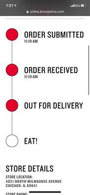 Order details and time