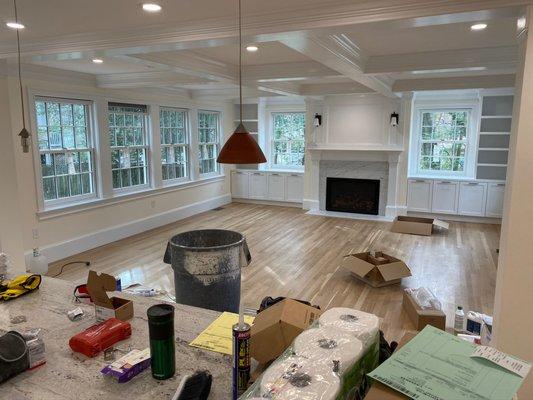 Newton remodel--hardwood flooring, moulding and trim supplied by Shrewsbury Lumber.