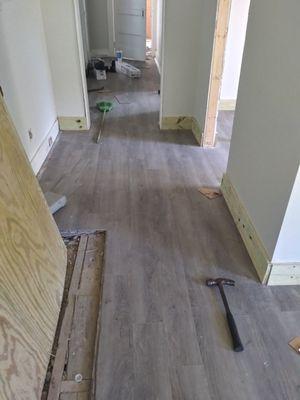 Finishing up flooring job