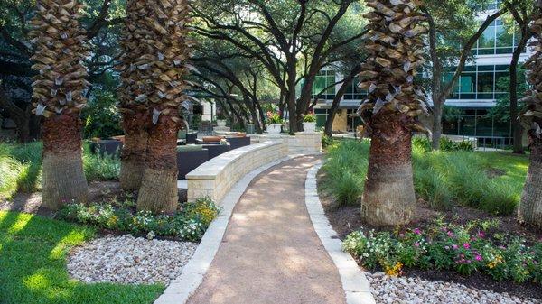 Outdoor oasis, complete with soft and hardscaping.