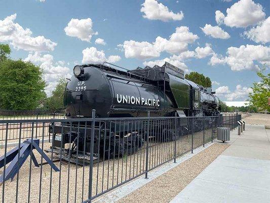 The old locomotive at The Boise Train Depot on the Boise City Limits Tour.