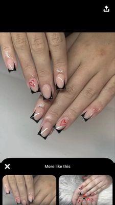 Exact same inspo shown to both nails techs both days.