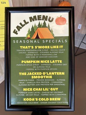 Fall menu