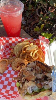 Chicken shawarma combo + watermelon juice. My mouth is watering just remembering how amazing this meal was!