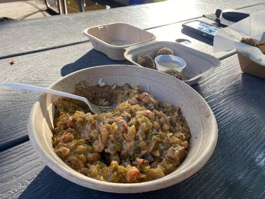 étouffée and boudin balls