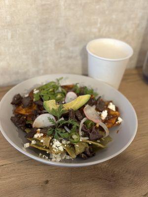 Chilaquiles and chai latte