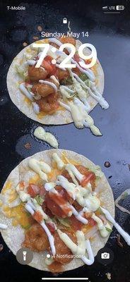 Crispy shrimp Tacos. Soooooooooooo Goooooood!!!!!!!!