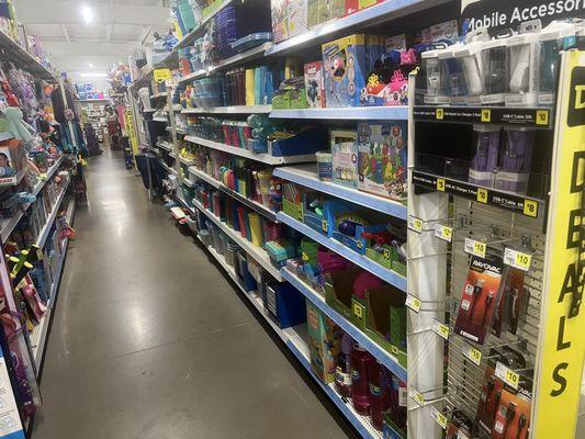 I picked up any and all trash and debris from the floor and straightened up the shelves to look presentable for the customers