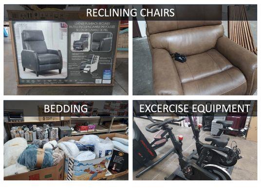 Bedding, Recliners, Exercise Equipment