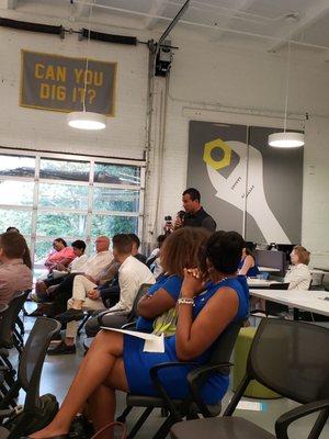 M&T Bank's Chief Diversity Officer speaking at the Startup Grind event, 2019