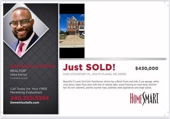 Listing sold in White Plains, MD