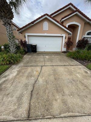 "Before" picture of driveway power washing