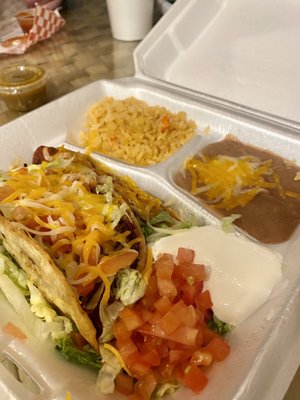 Shredded Beef Taco & Chicken #5. Taco and Enchilada Combo