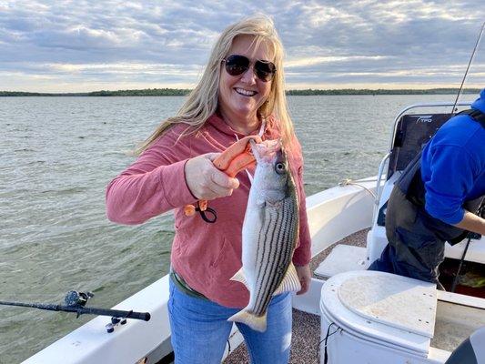 My first ever Striper! Went on to catch at least a dozen more!