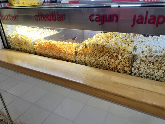 Fresh popcorn 12/29/23 Flavors: Jalapeño, Cajun, NEW: Bacon & Cheddar (was not labeled)