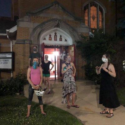 Opening the church up to help protesters with bathroom breaks, treats, and water.