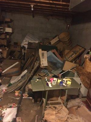 Basement junk removal , senior couple needed a "HandsFree" fix